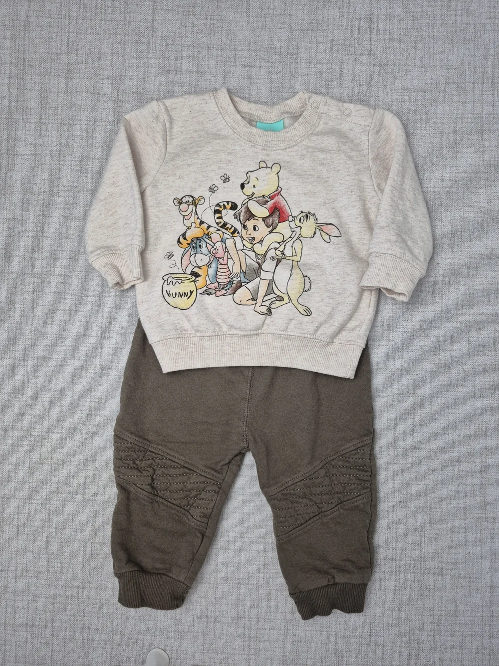 Disney Baby Winnie the Pooh & Friends Neutral Cream Brown Jogger Set 3-6M Outfit
